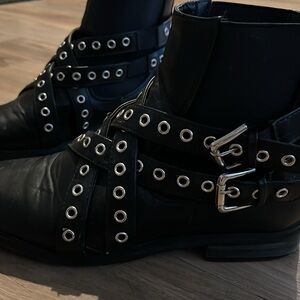 Nasty Gal Black Buckle Ankle Boots